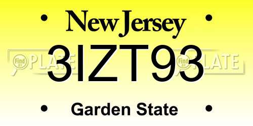3IZT93 New Jersey License Plate