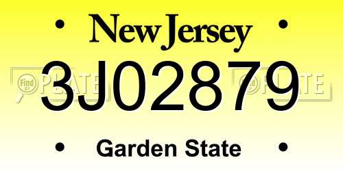 3J02879 New Jersey License Plate
