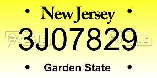 3J07829 New Jersey License Plate