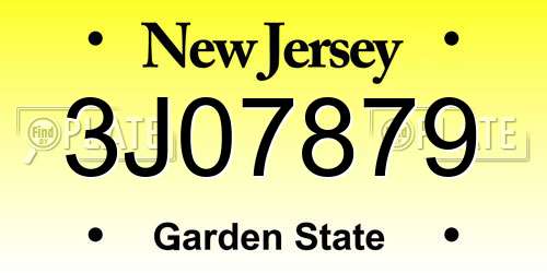 3J07879 New Jersey License Plate