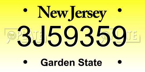 3J59359 New Jersey License Plate