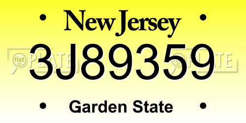 3J89359 New Jersey License Plate