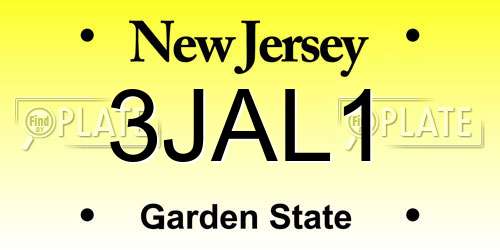 3JAL1 New Jersey License Plate