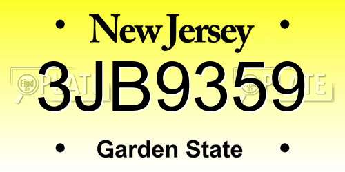 3JB9359 New Jersey License Plate