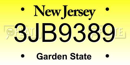3JB9389 New Jersey License Plate
