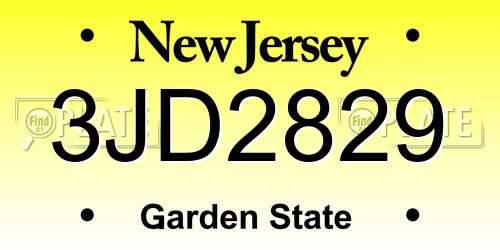 3JD2829 New Jersey License Plate