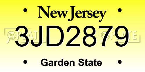 3JD2879 New Jersey License Plate