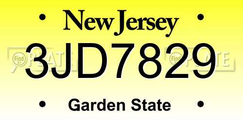 3JD7829 New Jersey License Plate