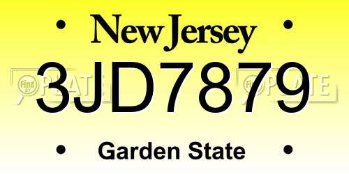 3JD7879 New Jersey License Plate