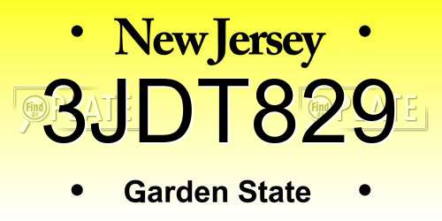 3JDT829 New Jersey License Plate