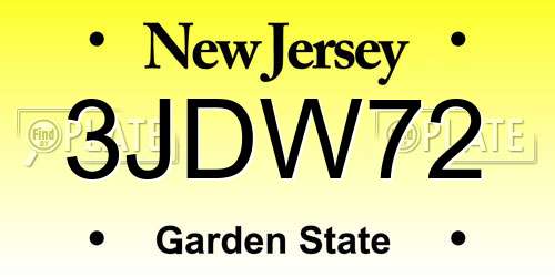 3JDW72 New Jersey License Plate