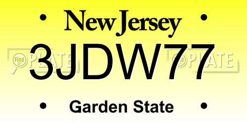 3JDW77 New Jersey License Plate