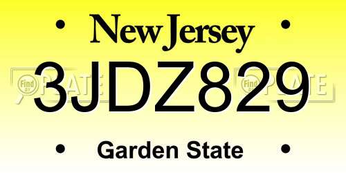 3JDZ829 New Jersey License Plate