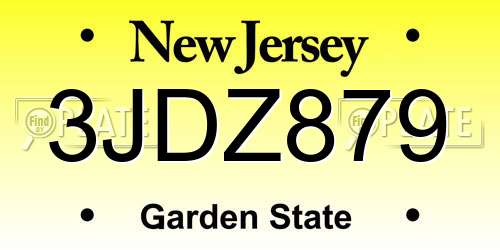 3JDZ879 New Jersey License Plate
