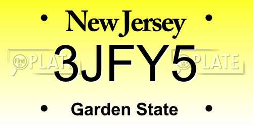 3JFY5 New Jersey License Plate