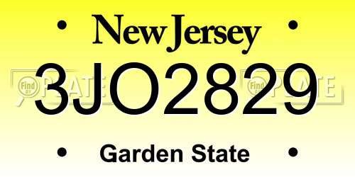 3JO2829 New Jersey License Plate