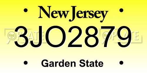 3JO2879 New Jersey License Plate