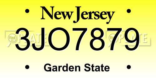 3JO7879 New Jersey License Plate