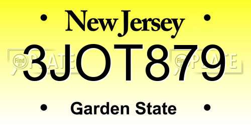 3JOT879 New Jersey License Plate