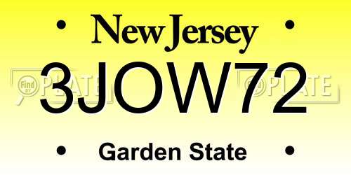 3JOW72 New Jersey License Plate