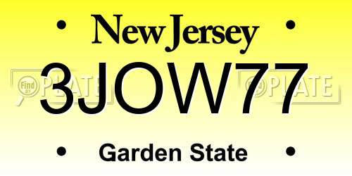 3JOW77 New Jersey License Plate