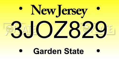 3JOZ829 New Jersey License Plate