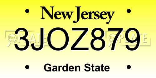 3JOZ879 New Jersey License Plate