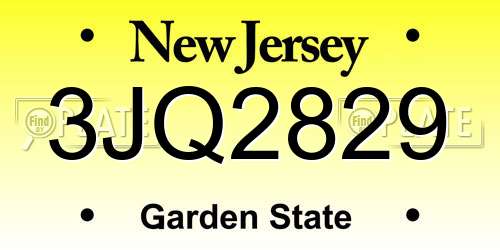 3JQ2829 New Jersey License Plate