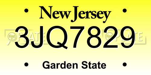 3JQ7829 New Jersey License Plate