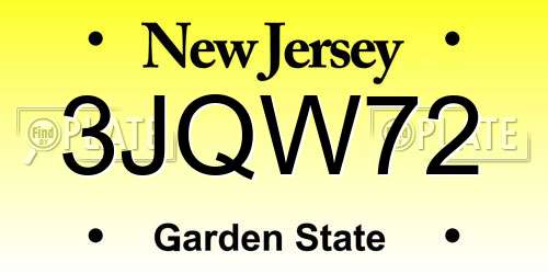 3JQW72 New Jersey License Plate