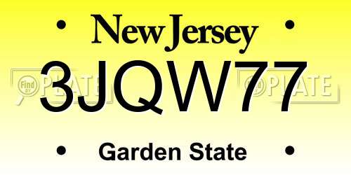 3JQW77 New Jersey License Plate