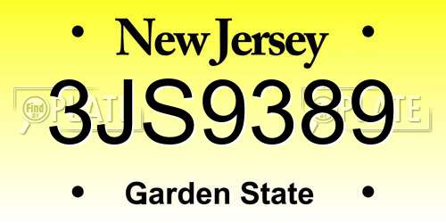 3JS9389 New Jersey License Plate