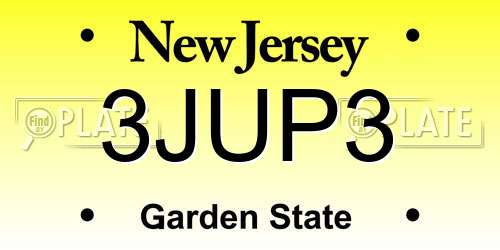 3JUP3 New Jersey License Plate