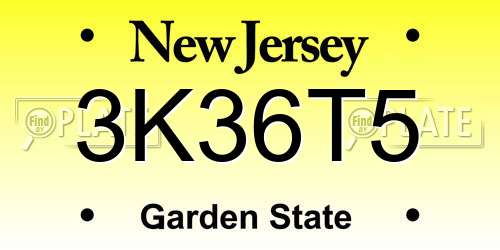 3K36T5 New Jersey License Plate