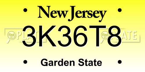 3K36T8 New Jersey License Plate