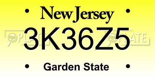 3K36Z5 New Jersey License Plate