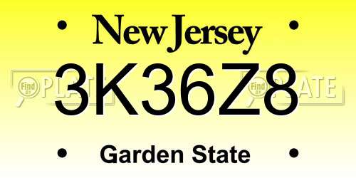 3K36Z8 New Jersey License Plate