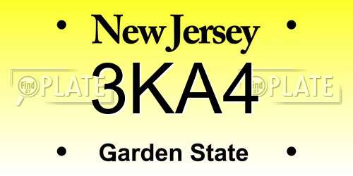 3KA4 New Jersey License Plate