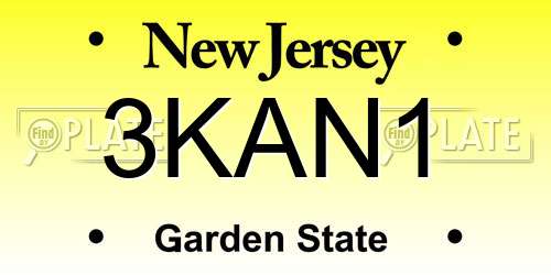 3KAN1 New Jersey License Plate