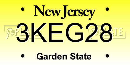 3KEG28 New Jersey License Plate