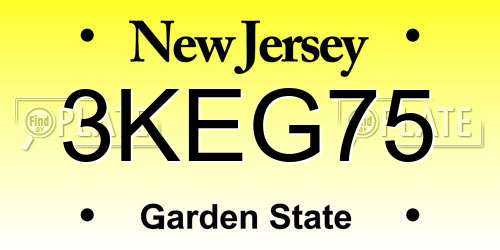 3KEG75 New Jersey License Plate