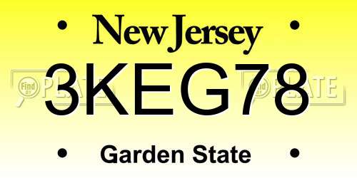 3KEG78 New Jersey License Plate