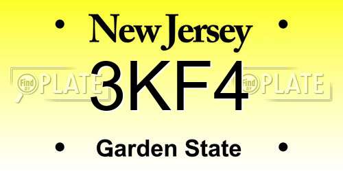 3KF4 New Jersey License Plate