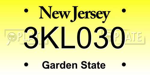 3KL030 New Jersey License Plate