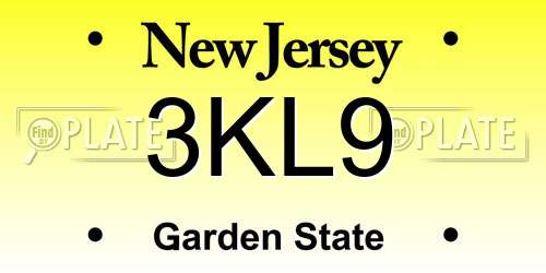 3KL9 New Jersey License Plate