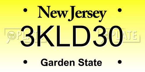 3KLD30 New Jersey License Plate