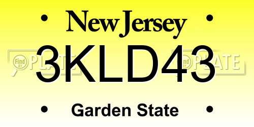 3KLD43 New Jersey License Plate