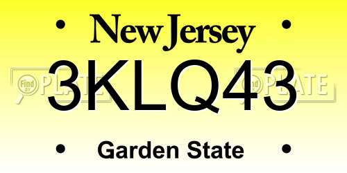 3KLQ43 New Jersey License Plate