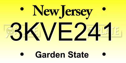 3KVE241 New Jersey License Plate