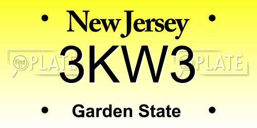 3KW3 New Jersey License Plate